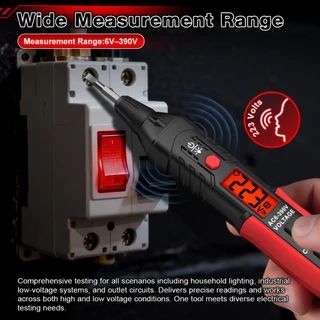 HABOTEST HT96E สมาร์ทพูดคุยเครื่องทดสอบแรงดันไฟฟ้า AC 6-390V NCV เครื่องตรวจจับแรงดันไฟฟ้าพร้อมตําแหน่งผิดเครื่องทดสอบไฟฟ้ามือไขควง