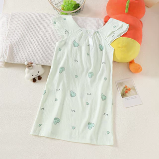 สาว Nightdress สาวน่ารักชุดนอนชุดนอนผ้าฝ้ายเด็กสาวแขนยาว Nightdress