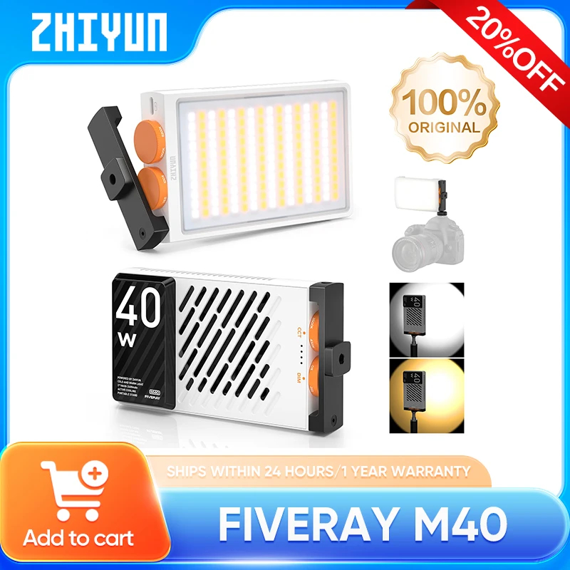 ZHIYUN FIVERAY M40 40W ไฟ Led มือถือพ็อกเก็ตแสงภาพวิดีโอโคมไฟเติมแสงการถ่ายภาพแสง