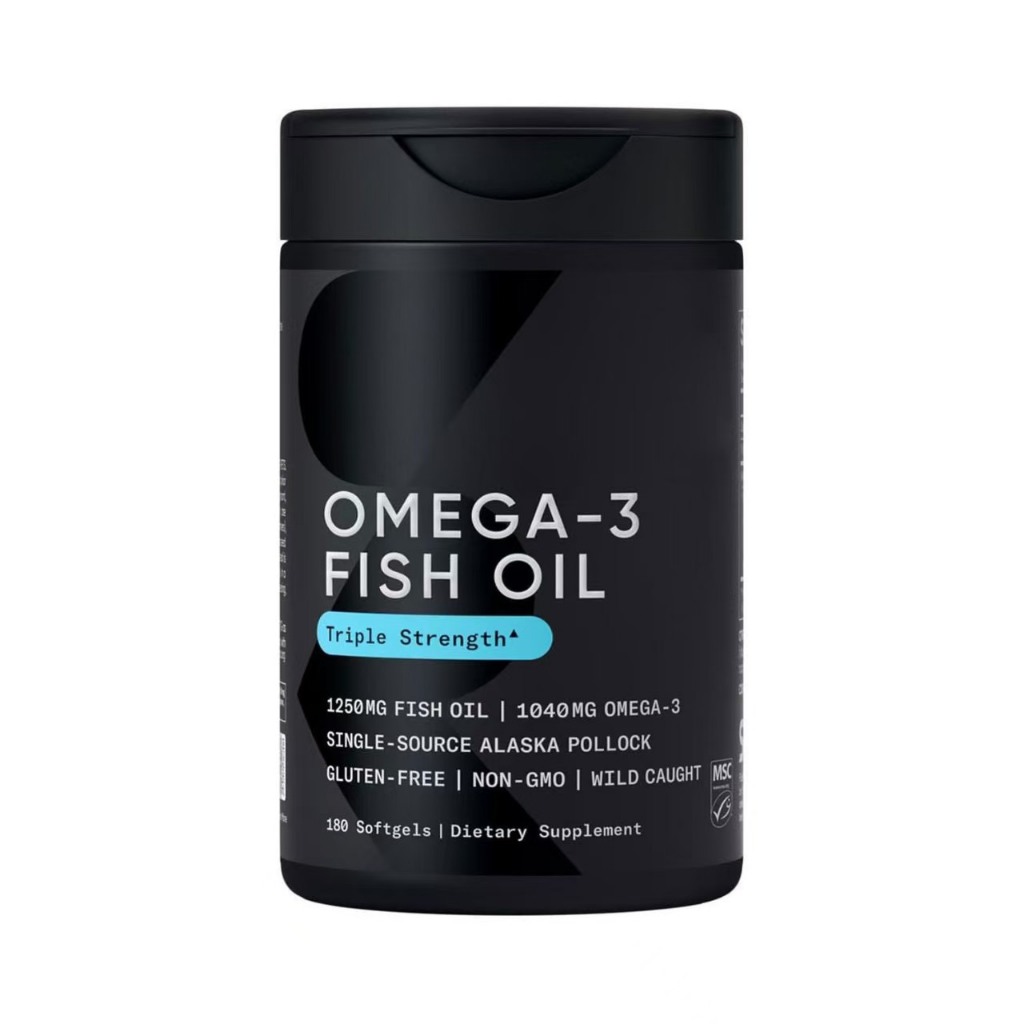 Omega-3 Fish Oil 1250 - อาหารเสริมน้ํามันปลา Triple Strength จาก Wild Alaska Pollock - แคปซูล Softge