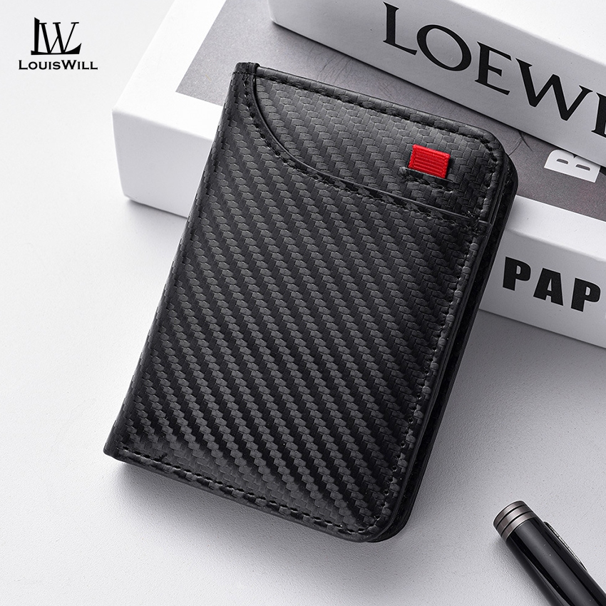 LouisWill กระเป๋าสตางค์ผู้ชายเรียบง่ายสั้น PU กระเป๋าสตางค์ธุรกิจ Multi-Card ตําแหน่งกระเป๋า Mini กระเป๋าเดินทาง ID ผู้ถือบัตร