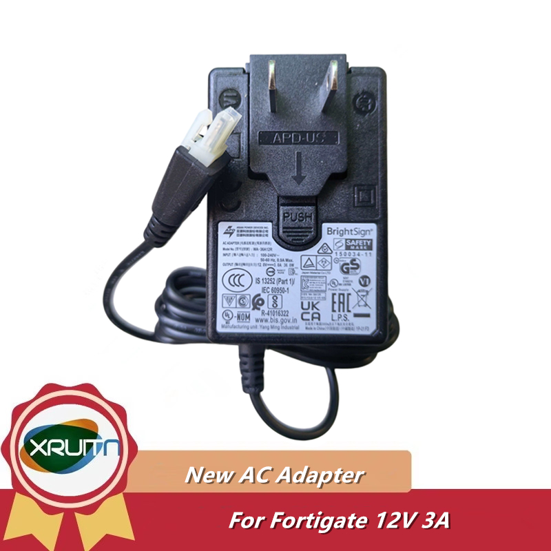 Original APD WA-36A12R 12V 3A 2.5A WA-30J12RUG-BFAB Charger สําหรับ Fortinet FortiGate Firewall 60D 