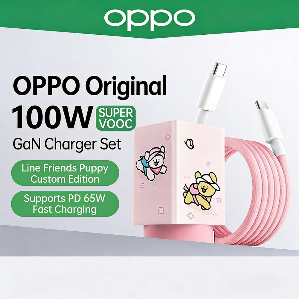OPPO Original 100W SuperVOOC GaN Charger Set | Line Puppy Edition, PD 65W Fast Charging