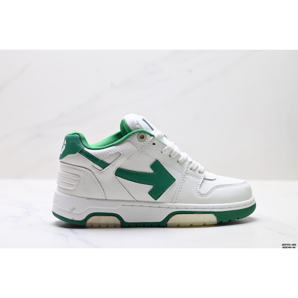 OFF-WHITE Suede Leather WHITE Green Colorblock รองเท้าผ้าใบ