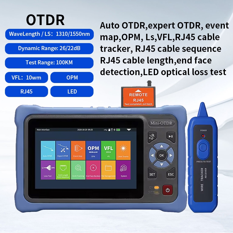 H&C Otdr Mini 1310/1550nm 26/24dB Optical Time Domain Reflectometer เครื่องทดสอบไฟเบอร์ออปติก 12 ฟังก์ชั่นในหนึ่งเดียว