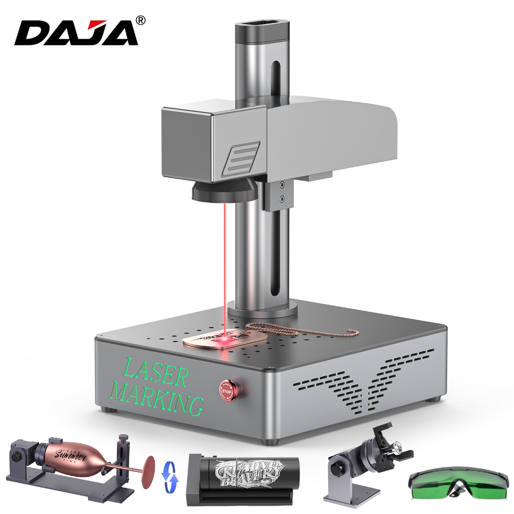 เครื่องเลเซอร์มาร์คกิ้ง DAJA S4 20W/เครื่องแกะสลักป้ายชื่อโลหะ/พกพาได้สำหรับเครื่องประดับ สแตนเลส พลาสติก/การมาร์คแบบลึก การผลิตแบบอัตโนมัติเป็นชุด