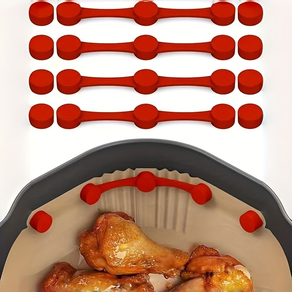 4PCS Air Fryer แม่เหล็กซิลิโคนหัวเข็มขัดสําหรับ Holding Down Air Fryer Parchment กระดาษล็อคทิ้ง Liners ป้องกันกระดาษ Burn