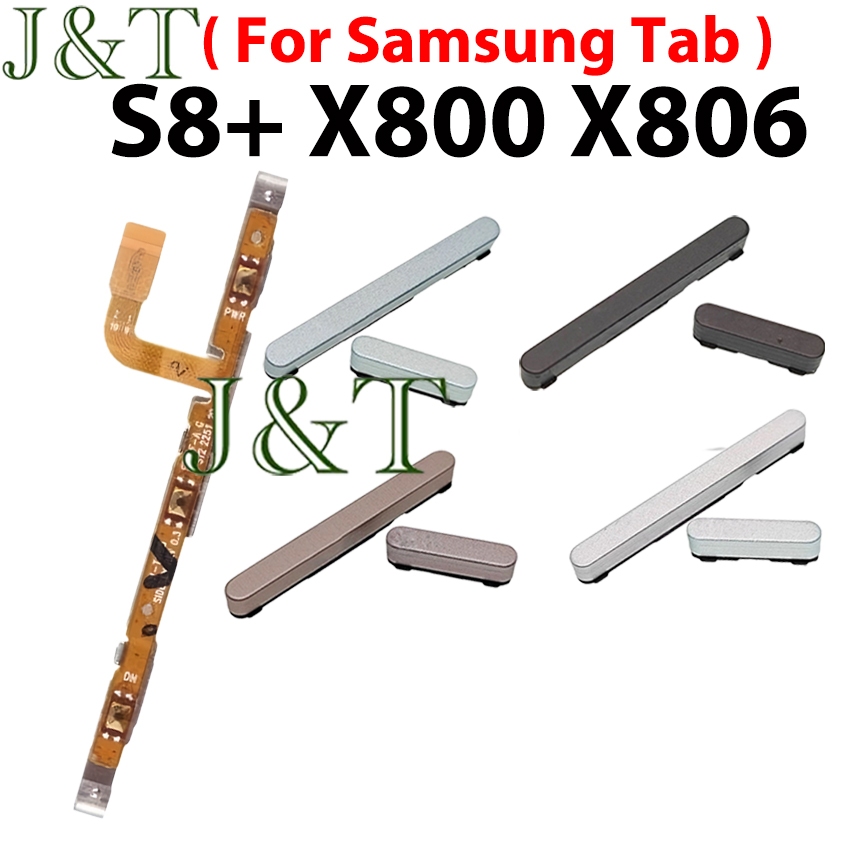 ปุ่มปรับระดับเสียงสายไฟ Flex สําหรับ Samsung Galaxy Tab S8 + SM-X800 X806 X806B X806U X806N X808 x800 Power พร้อม ON OFF ด้านข้าง Key Output Up Down ปุ่มริบบิ้น Flex