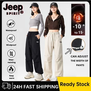 JEEP SPIRIT กางเกงผู้หญิงกันลมและกันน้ํากลางแจ้งกางเกงสกีที่อบอุ่นในฤดูหนาวสีขาว