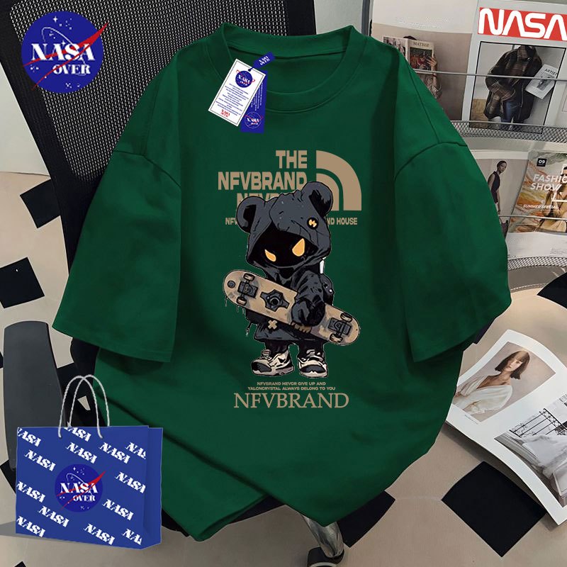 【จัดส่งจากกรุงเทพฯ】 NASA เสื้อยืดลายพิมพ์ สีเขียว โอเวอร์ไซส์ สไตล์ฮิปฮอป สตรีทบอย ยูนิเซ็กส์ การออกแบบต้นฉบับ สำหรับฤดูร้อน YG61