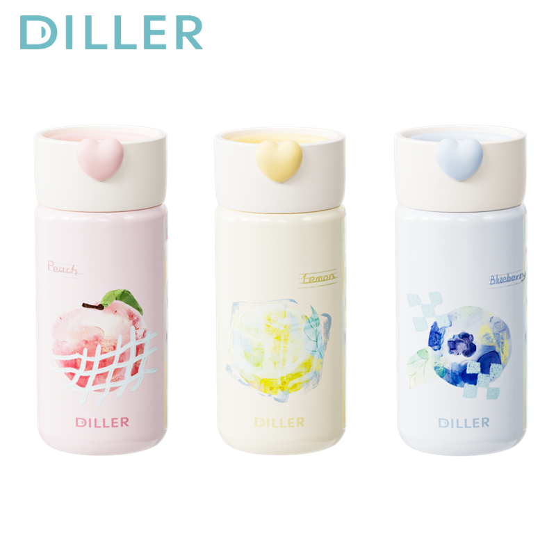 Diller ผลไม้กระติกน้ําสูญญากาศ Thermos 316 สแตนเลสดื่มขวดน้ําน่ารัก 280ml D9523