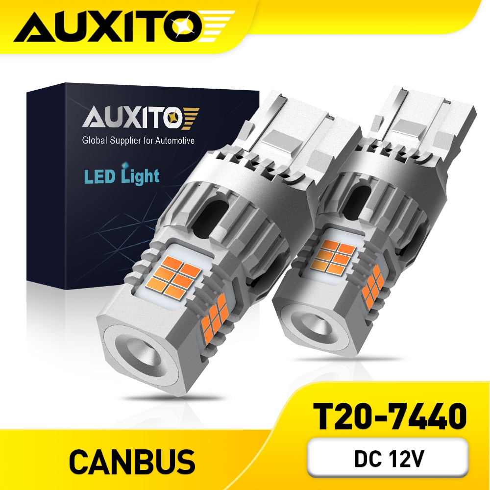 AUXITO 2PC หลอดไฟเลี้ยว สีเหลืองอําพัน T20 7440 7443 W21W Canbus Error Free ราคา ถูกที่สุด ดีลบีเคเค