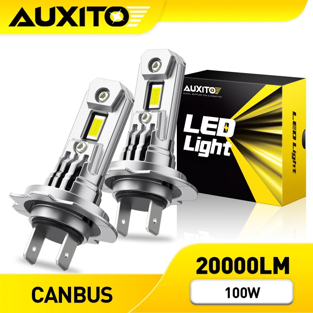 AUXITO 2PC ไฟหน้า Q16 H7 Led 100W 20000LM สว่างมาก พร้อมพัดลม 6500K สีขาว Canbus