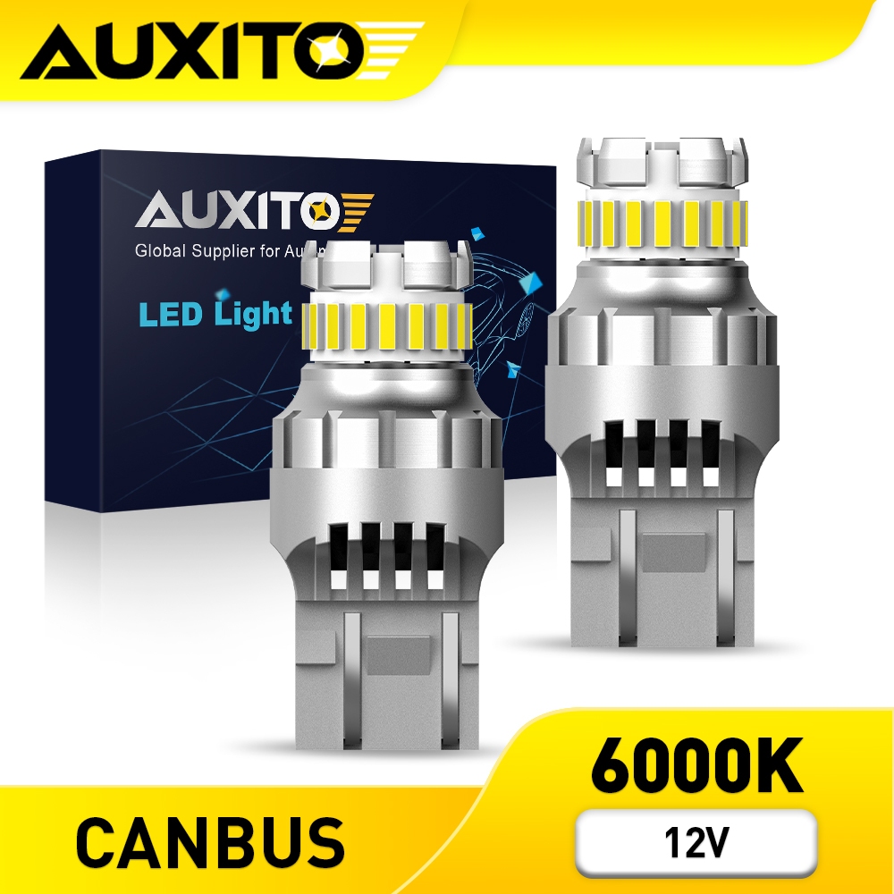 AUXITO 2PC หลอดไฟท้ายรถยนต์ LED T20 7443 W21/5W 12V 1200LM สําหรับ DRL Daytime Running CANBUS