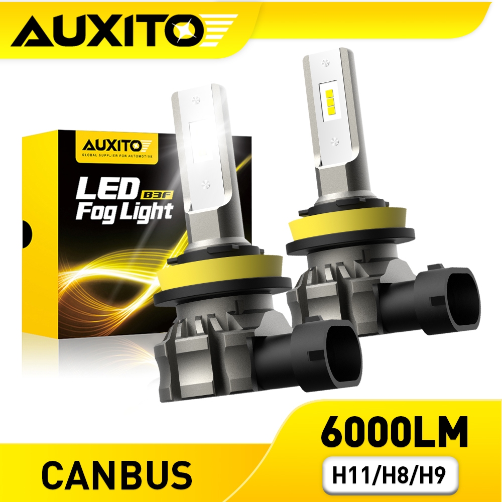 AUXITO 2PC ไฟตัดหมอก H11 H8 H10 2000LM 24W LED DRL 6500K สีขาว
