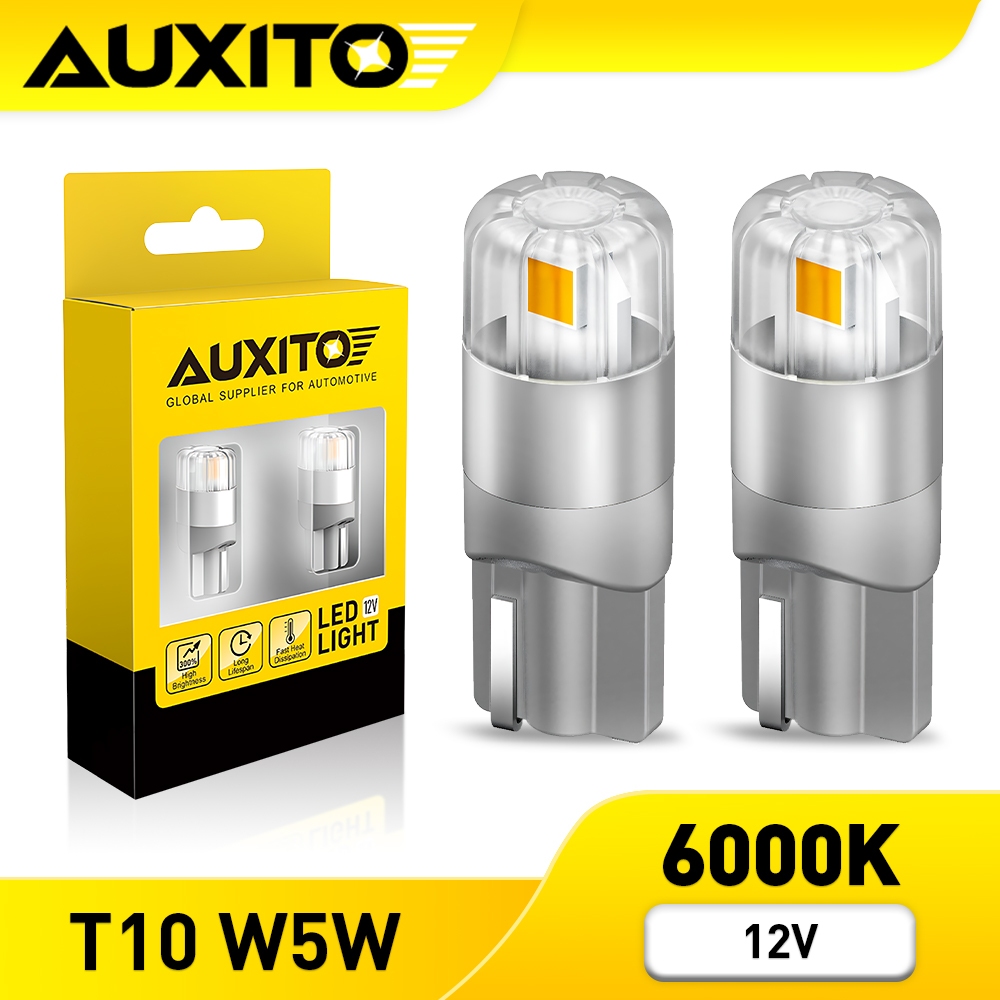 AUXITO 2PC T10 W5W Canbus หลอดไฟ LED 3030SMD Marker Light 6000K DC 12V