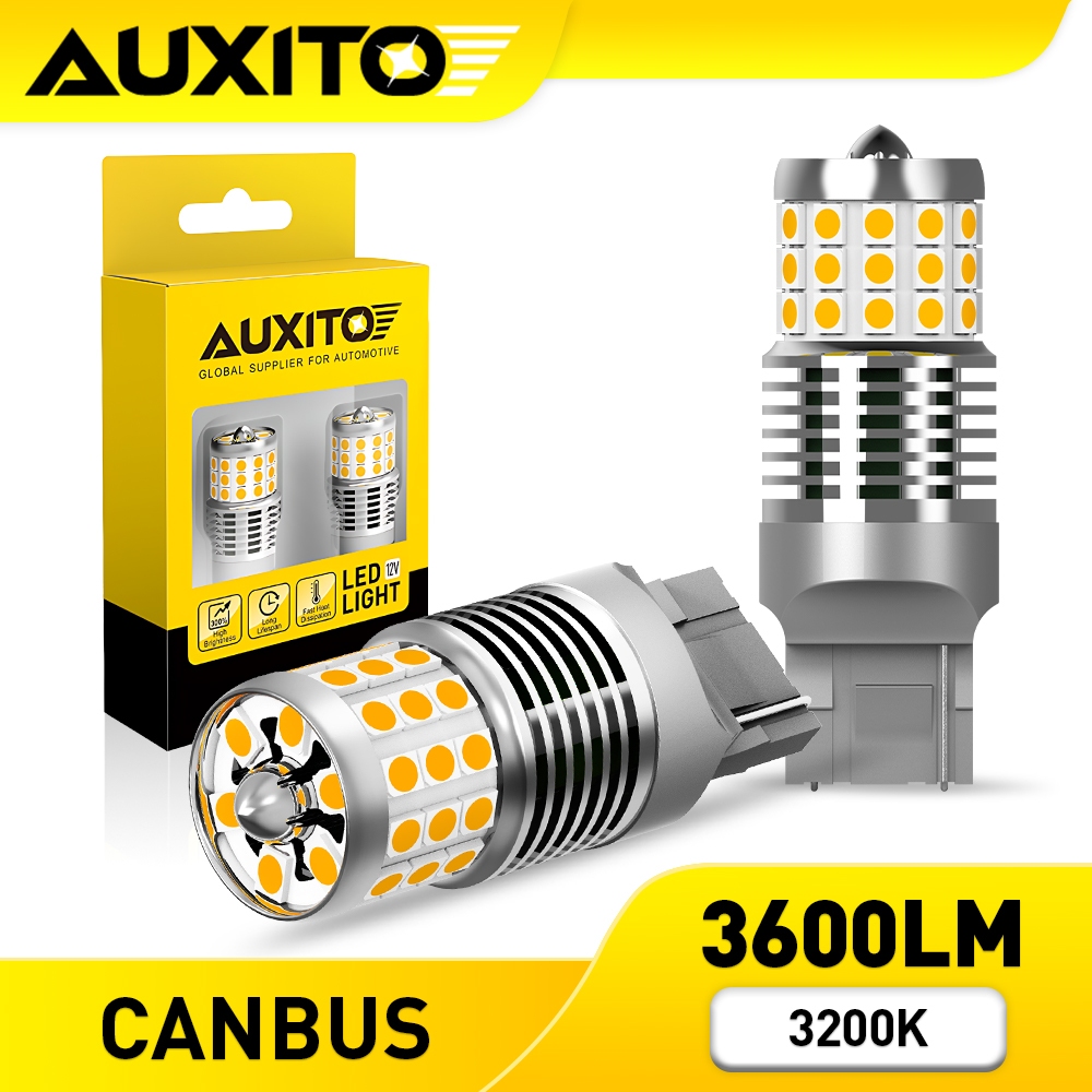 AUXITO 2PC ไม่มี Hyper Flash 1156 7440 WY21W PY21W P21W 3600LM 3200K Canbus 2835SMD