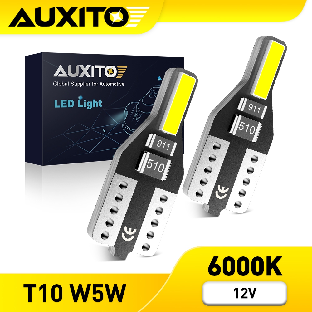 AUXITO 2PC หลอดไฟ LED T10 W5W 168 194 12V 6000K สีขาว สําหรับอ่านหนังสือภายในรถยนต์