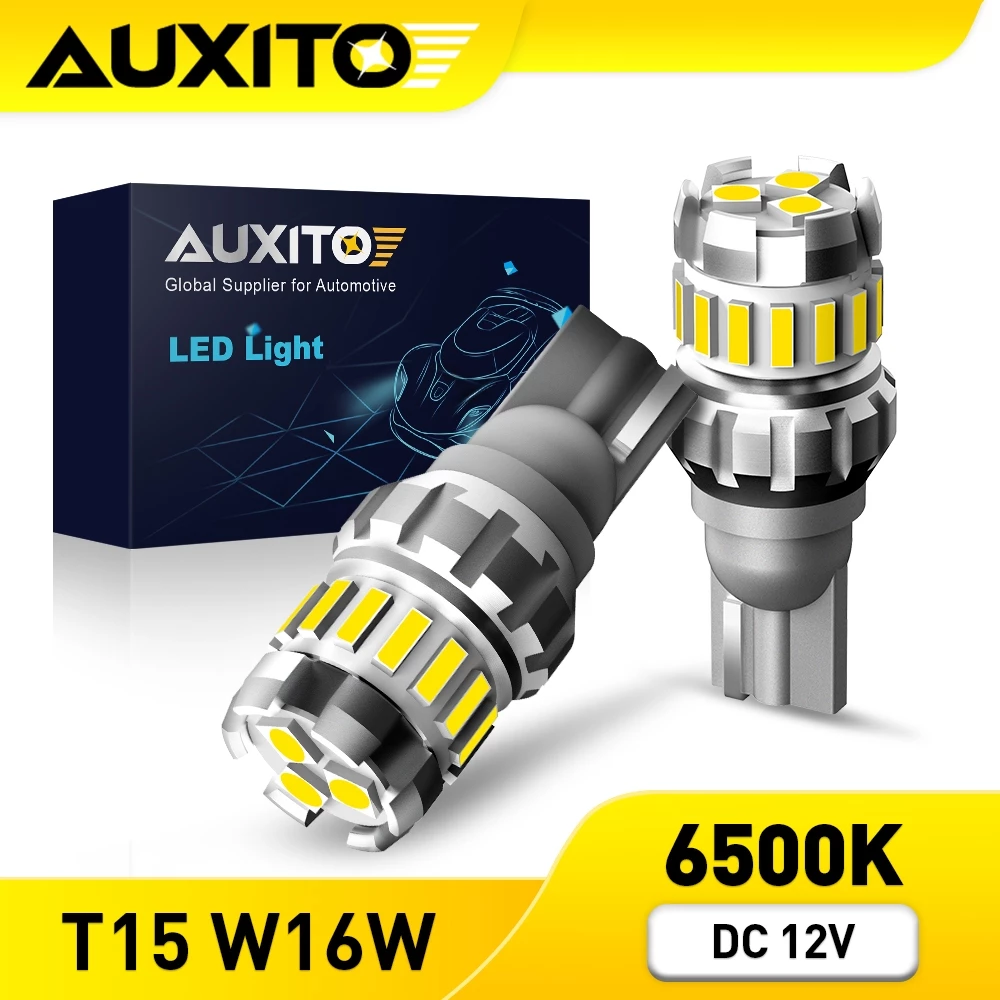 AUXITO 2PC W16W T15 ไฟสํารอง Canbus แบบเปลี่ยนสํารองเปลี่ยนสําหรับ 906 921 912 4014SMD
