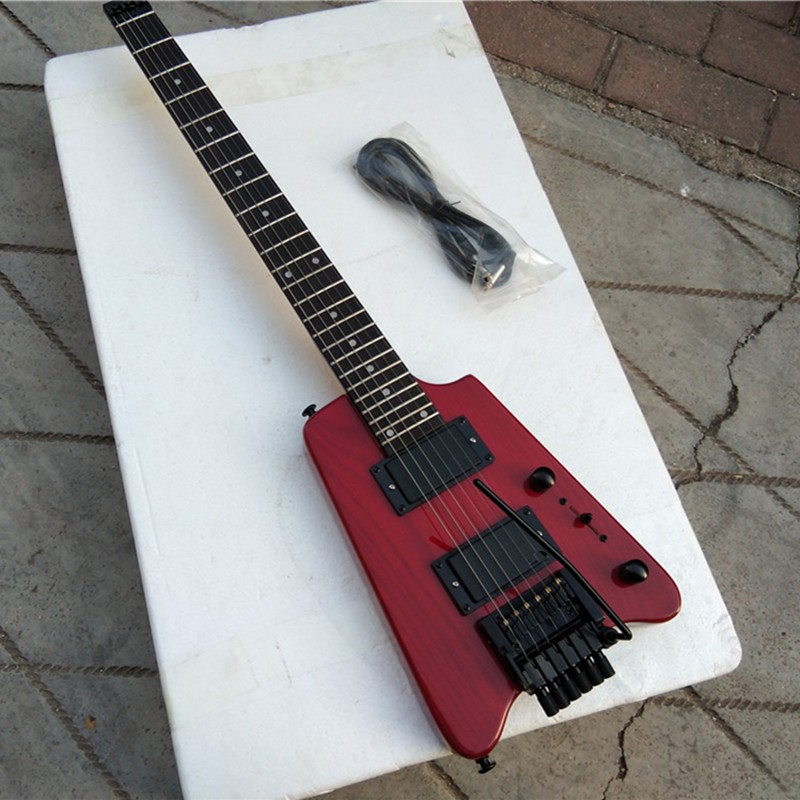สีแดง/ธรรมชาติ 6 สาย Tremolo Headless กีตาร์ไฟฟ้า, Ash Body & Rosewood Fingerboard Actived รถกระบะ H