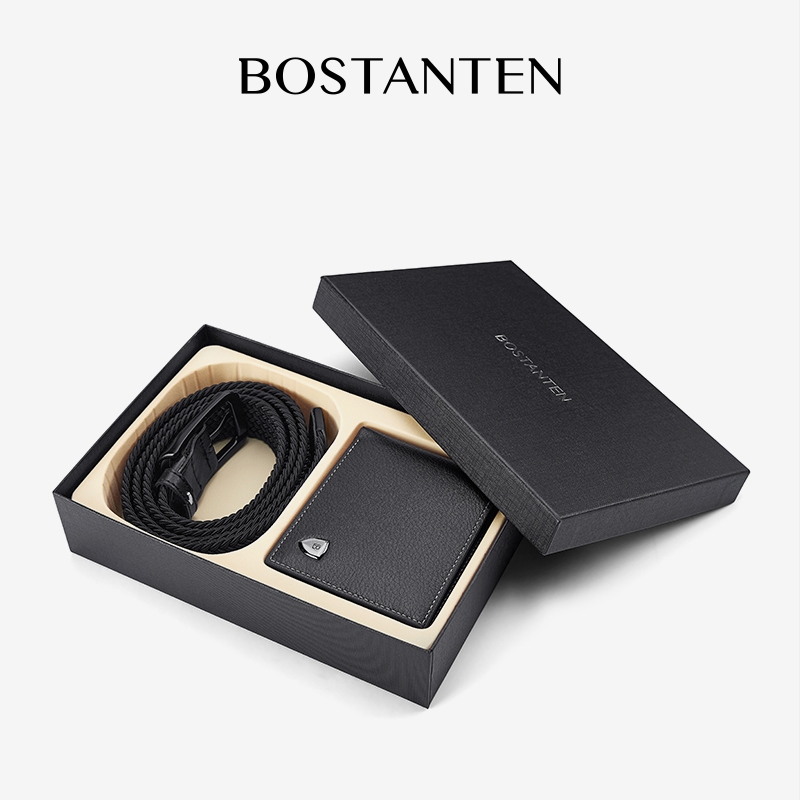 BOSTANTEN طقم هدية حزام منسوج ومحفظة — صورة 2