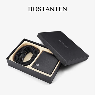 BOSTANTEN Weave Belt & Wallet Set ชุดของขวัญผู้ชาย เข็มขัด+กระเป๋าสตางค์ พรีเมียม พร้อมถุง