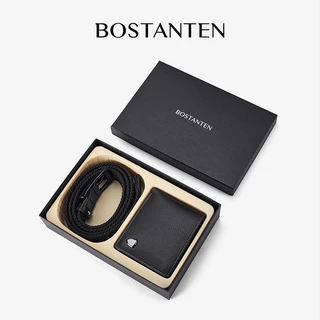 BOSTANTEN Weave Belt & Wallet Set ชุดของขวัญผู้ชาย เข็มขัด+กระเป๋าสตางค์ พรีเมียม พร้อมถุง