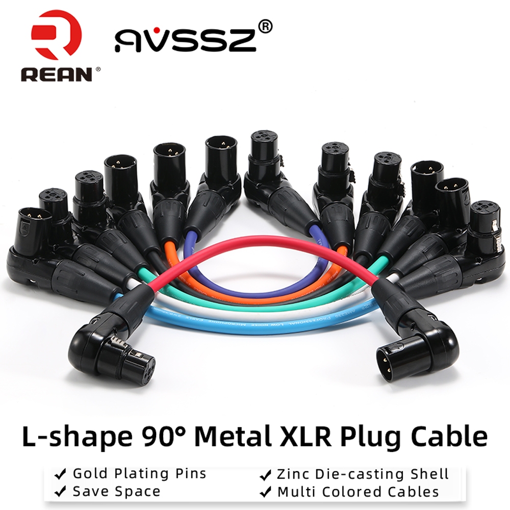 REAN XLR Female to XLR Male Right-Angle XLR audio Cable ปลั๊กเคลือบทองอ่อนพร้อมสายไมโครโฟน