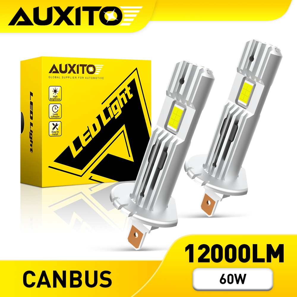 AUXITO 2PC ไฟหน้า GF LED H1 12000LM 60W ระยะยาว ความสว่างสูง CANBUS Plug&Play