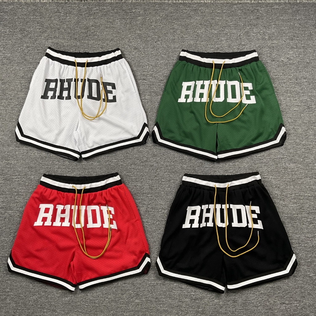 กางเกงขาสั้นRHUDE ตาข่ายระบายอากาศดึงสาย เหมาะสำหรับใส่เล่นกีฬาและวันสบายในฤดูร้อน