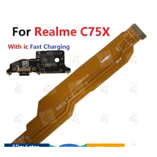 บอร์ดชาร์จย่อยสําหรับเมนบอร์ด Realme C75X สายดิ้นบอร์ดหลัก