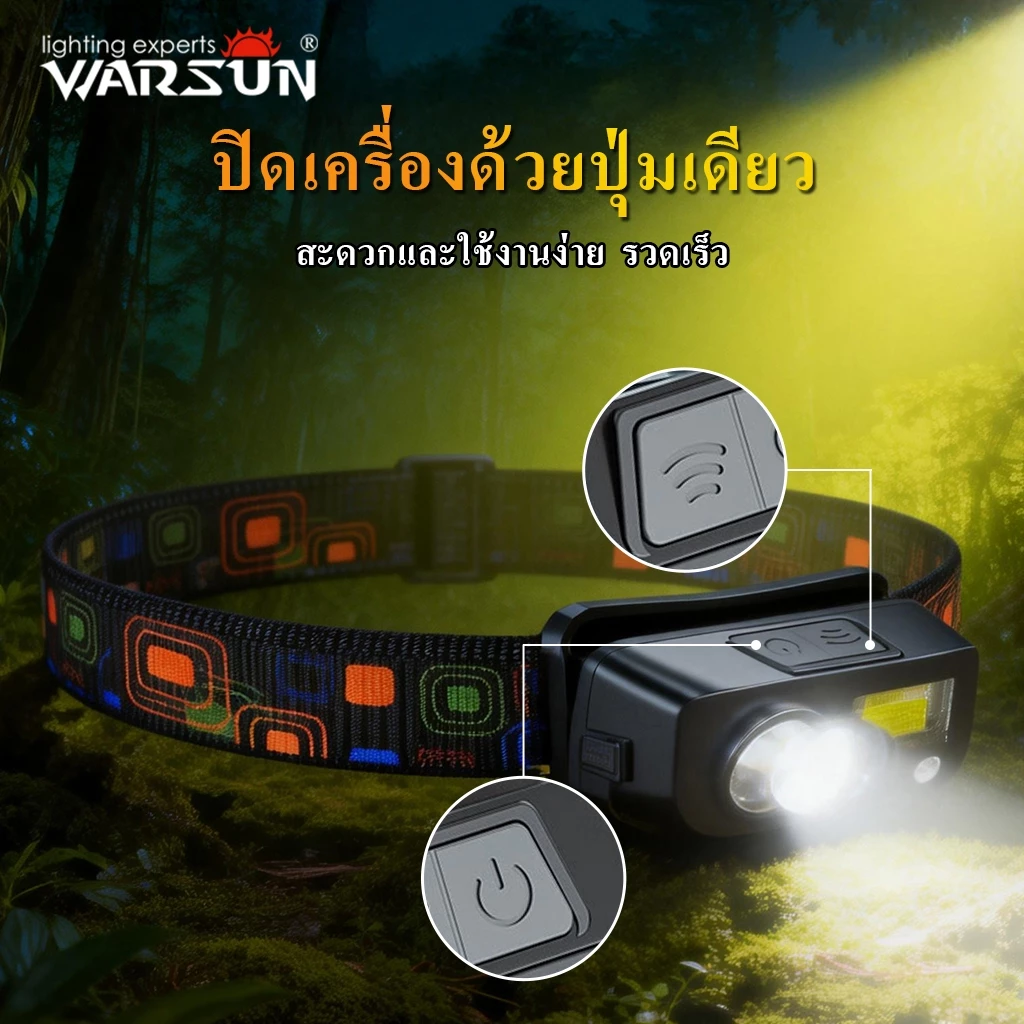 Warsun SG01 ไฟฉายคาดหัว USB-C เซ็นเซอร์ ไฟแดง thumbnail 6