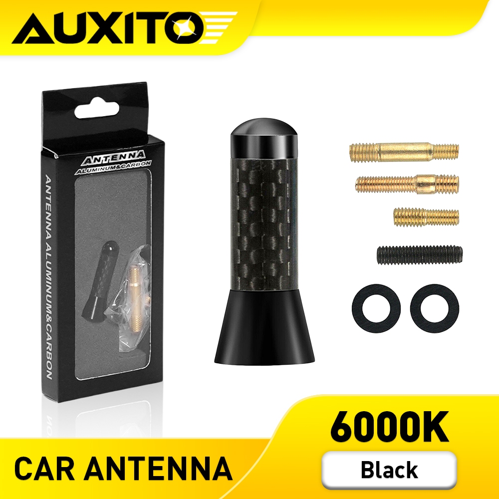 AUXITO เสาอากาศสั้นคาร์บอนไฟเบอร์สีดําสําหรับรถยนต์ 1.4in ใช้งานได้และมีไว้สำหรับสัญญาณวิทยุ AM/FM