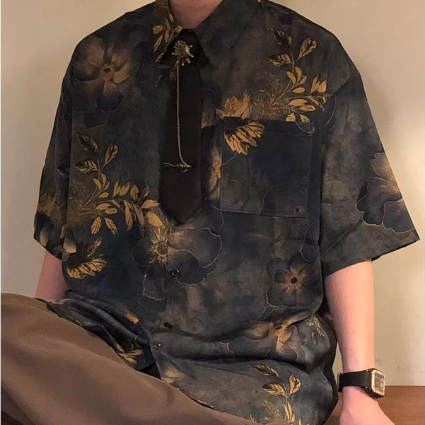 เสื้อเชิ้ตพิมพ์ลาย ERSHENSHI ฤดูร้อนใหม่ ดีไซน์จีนโบราณ ลายพิมพ์สวยงาม