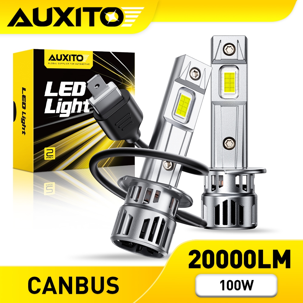 AUXITO 2PC ไฟหน้า M6S H1 100W 20000LM  รถ LED ไฟหน้า Mini ขนาด Fanless หลอดไฟ LED 6500 Canbus