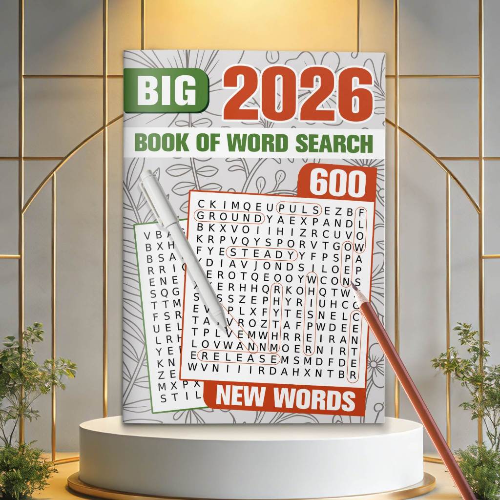 [รุ่นใหม่]2026หนังสือเล่มใหญ่สําหรับค้นหาคํา,สมุดเกมปริศนาคําผู้ใหญ่พิมพ์ขนาดใหญ่,บรรจุ600คําใหม่หนังสือกิจกรรมฝึกสมอง