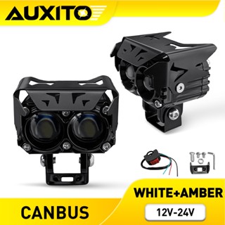 AUXITO 2 ชิ้นสีขาว + Amber LED ทํางานไฟ Spot หมอกโคมไฟสําหรั…