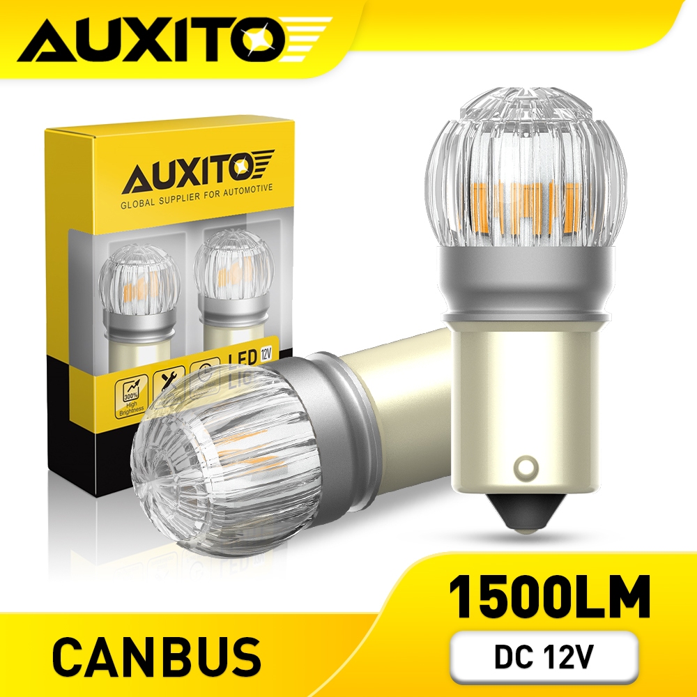 AUXITO 2PC ชิปเซ็ตหลอดไฟท้าย LED 1157 3030 BAY15D P21/5W สว่างมาก สําหรับไฟท้าย ไฟถอยหลัง CANBUS