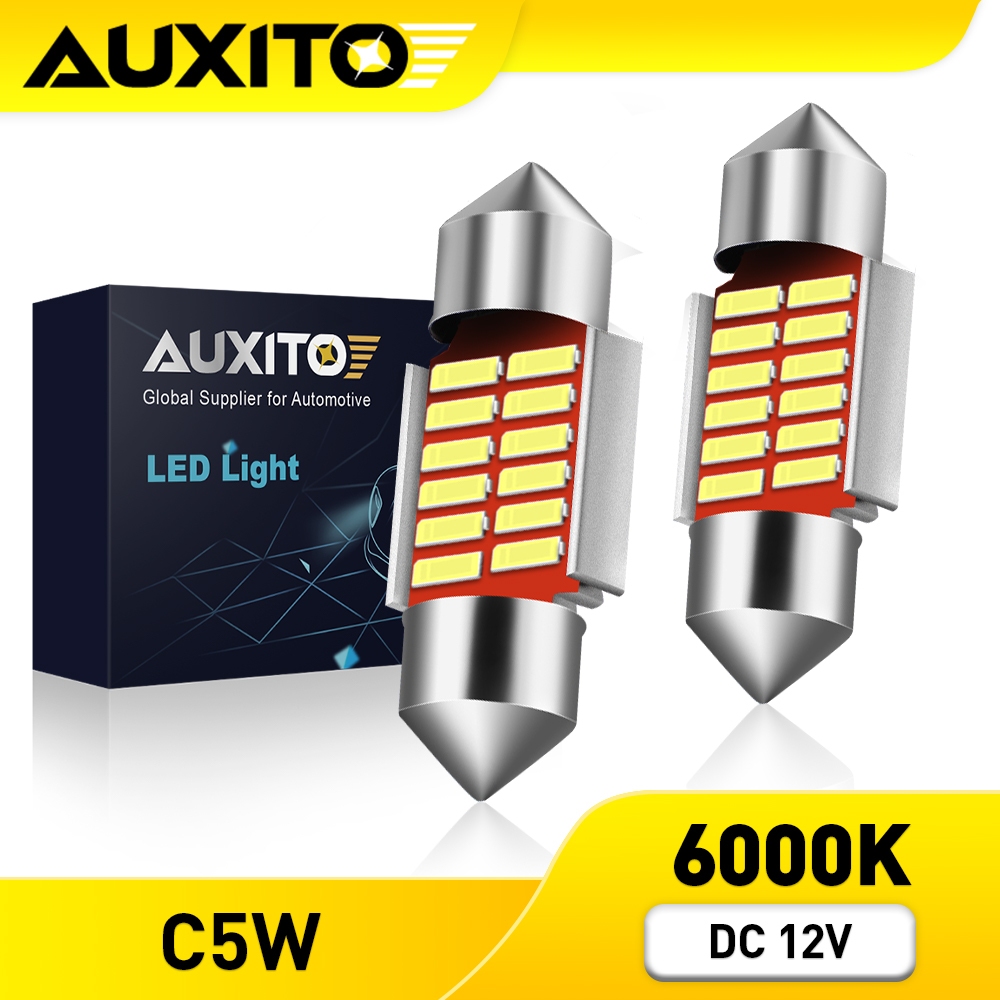 AUXITO 2PC T10 LED Festoon หลอดไฟ C5W 31mm 36mm Super Bright สําหรับแผนที ่ โดมป ้ ายทะเบียนไฟโคมไฟอ ่ านหนังสือ