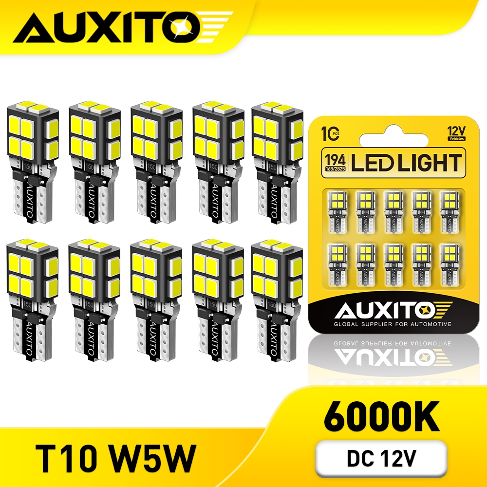 AUXITO 2/10PCS T10 W5W หลอดไฟ LED 2835 SMD 194 168 Canbus DC 12V