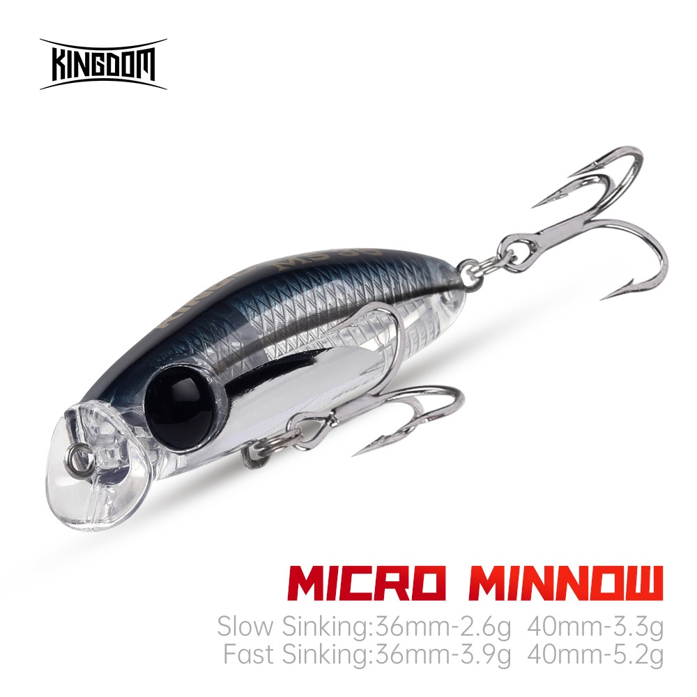 Kingdom Micro Minnow Fishing Lure 36 มม.2.6g/3.9g 40 มม.3.3g/5.2g Sinking ABS Lure Hard เหยื่อเหยื่อ