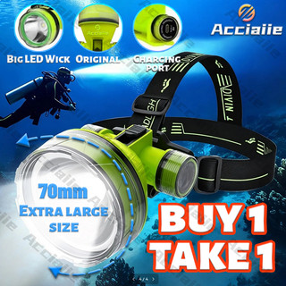 Acciaiie Diving Flashlight Headlight Flashlight Rechargeabl Waterproof Outdoor Diving Headlamp Big/Small Size