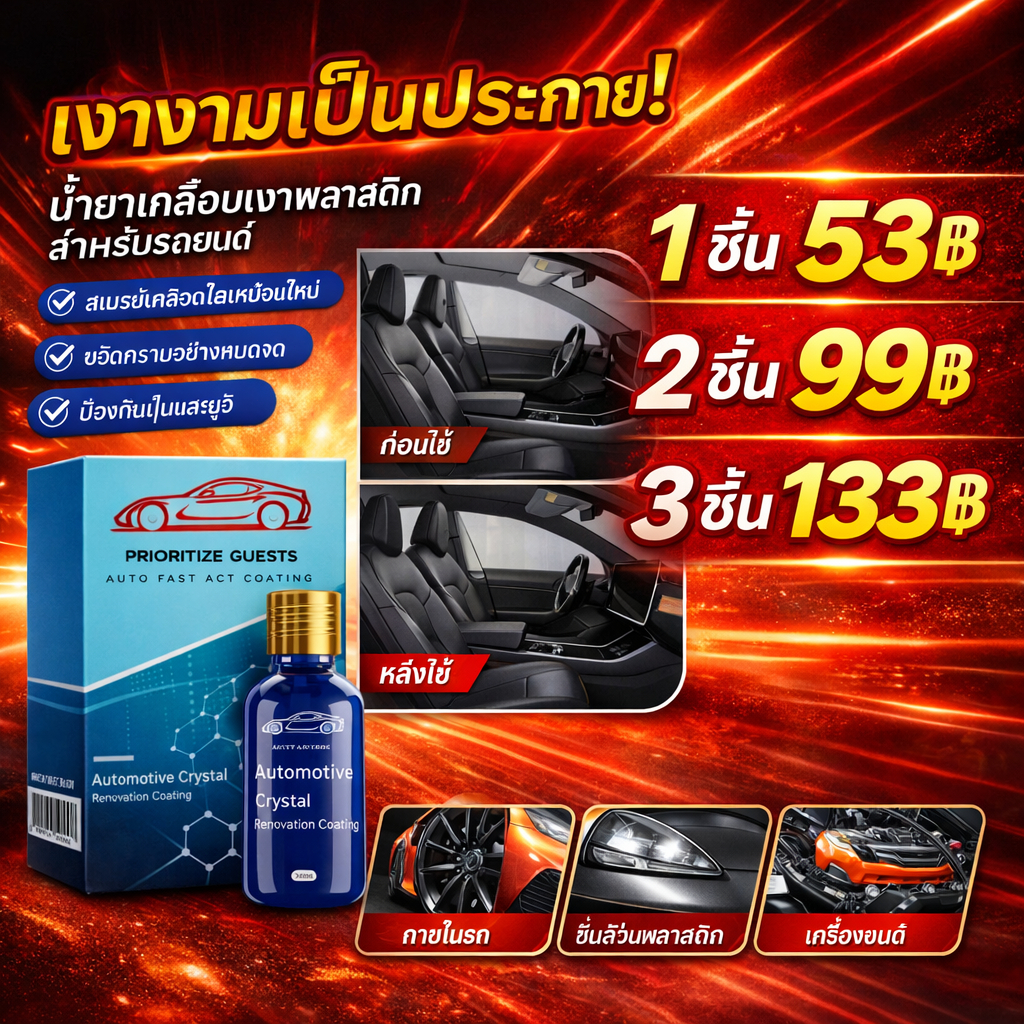 🎯TH อันดับ1🎯【น้ำยาเคลือบพลาสติกเข้มข้น 50ml 】ฉีดทีเดียว-เงาวับทันที! /แก้หมอง-ขีดข่วน-สีซีดจาง คืนความเงางามยาวนาน สำหรับแผงคอนโซลรถ/บานพลาสติก/อุปกรณ์ใน