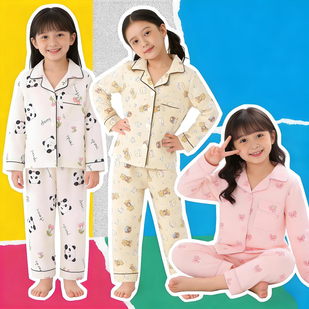 Flash Sale เสื้อผ้าเด็ก แขนยาววัยรุ่น Loungewear Charming Poly-cotton Rabbit,light & soft touch, Girls Home wear for 10 - 11 ปี