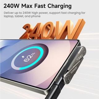Toocki 240W ข้อศอก USB C ถึง USB C อะแดปเตอร์สายเคเบิล 360° ตัวแปลงขาตั้งแบบพับได้ที่ชาร์จเร็วแบบหมุนได้ 2 ใน 1 แบบพับได้ประเภท ค ถึง ฮ่าๆ ยืน ที่ชาร์จสําหรับเล่นเกมข้อมูล
