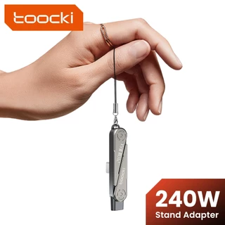 Toocki 240W ข้อศอก USB C ถึง USB C อะแดปเตอร์สายเคเบิล 360° ตัวแปลงขาตั้งแบบพับได้ที่ชาร์จเร็วแบบหมุนได้ 2 ใน 1 แบบพับได้ประเภท ค ถึง ฮ่าๆ ยืน ที่ชาร์จสําหรับเล่นเกมข้อมูล