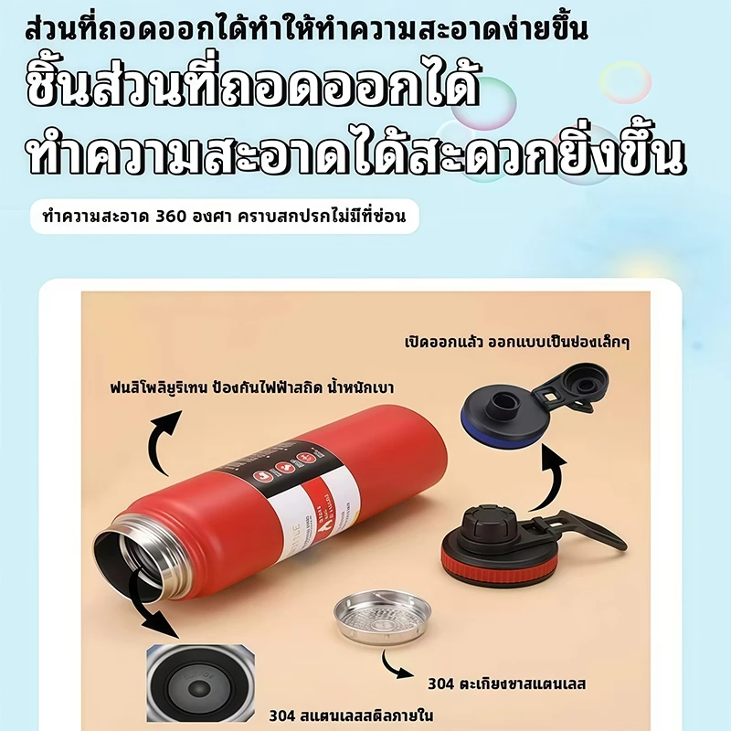 กระติกน้ําสแตนเลส 304 แบบพกพา 600-800-1000มล เคลือบเซรามิก กระติกน้ําเก็บความร้อนความเย็นได้นาน thumbnail 8