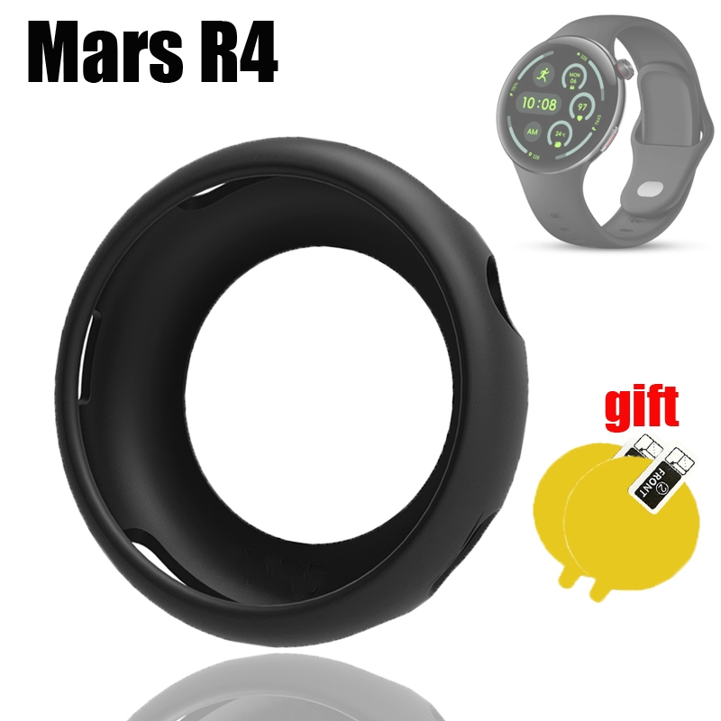For Aolon Mars R4 สมาร์ทนาฬิกากรณีป้องกันกันชนซิลิโคนอ่อนนุ่มครึ่งปกเชลล์ป้องกันหน้าจอฟิล์ม
