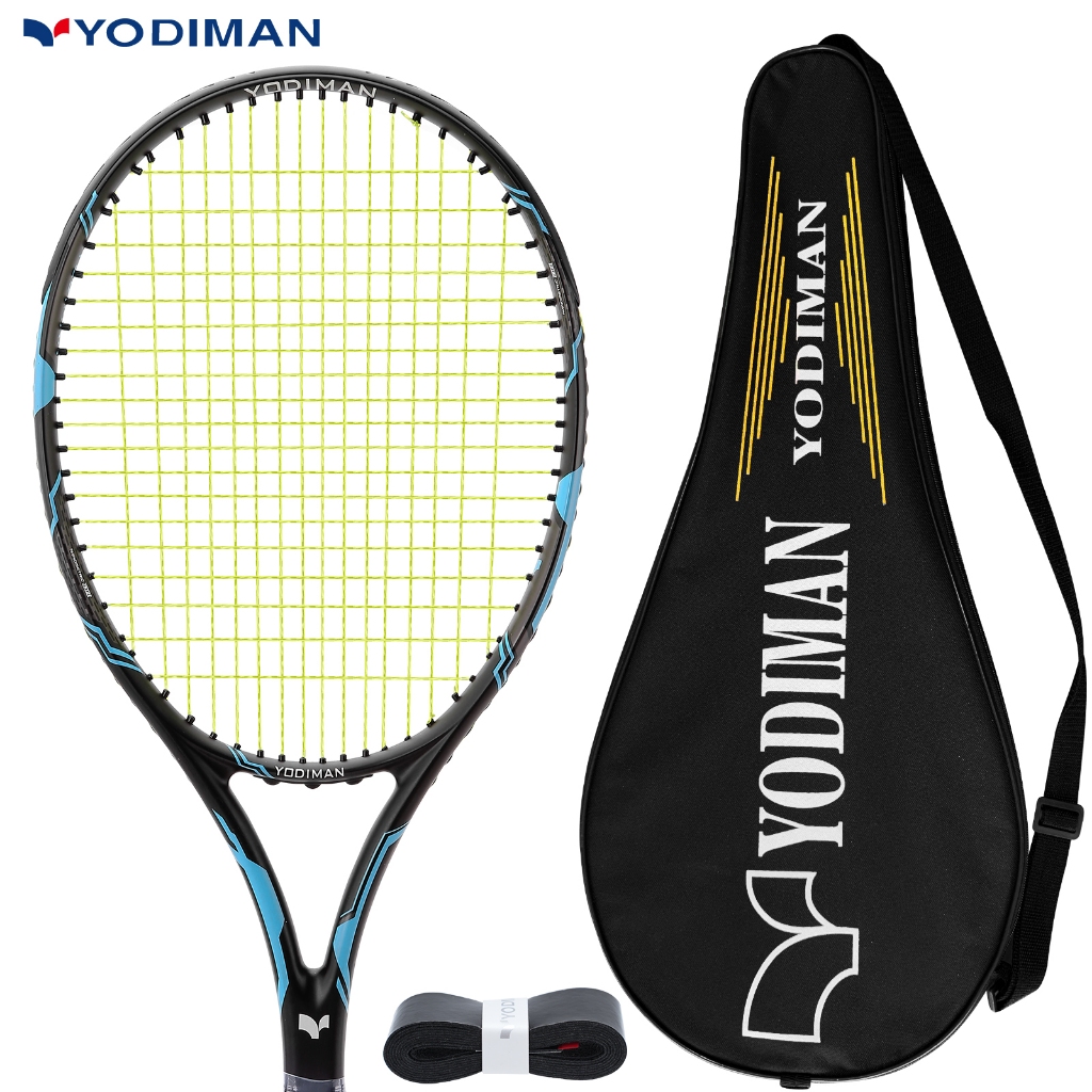 YODIMAN ไม้เทนนิสมืออาชีพของแท้สำหรับผู้ใหญ่ - โครงสร้างคาร์บอนไฟเบอร์ล้วนน้ำหนักเบา - ระบบดูดซับแรงกระแทก - ควบคุมได้ดีเยี่ยม - เหมาะสำหรับการฝึกซ้อมและการแข่งขัน