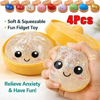[🇹🇭⚡12hจัดส่ง] 4 ชิ้น Glitter Dumpling Squishy - ของเล่น Fidget Rebound ช้านุ่มพร้อม Sparkle สําหรับเด็กและผู้ใหญ่ ของขวัญวันเกิด